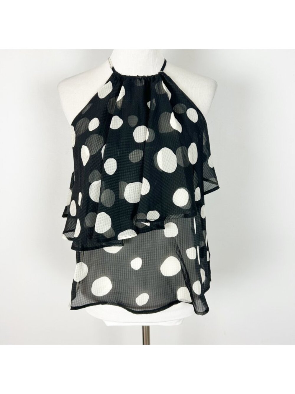Polka Dot Whimsical Tiered Flowy Tank Top Boho Size XS Women's - Picture 2 of 5